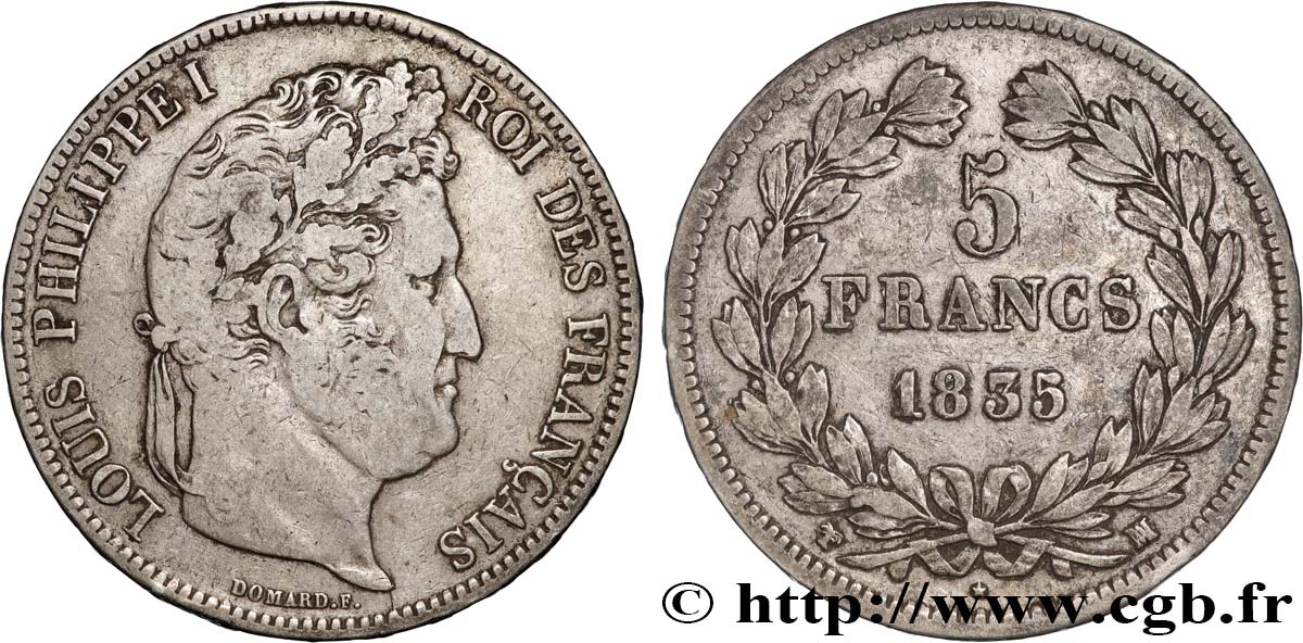 5 francs IIe type Domard 1835 Marseille F.324/50 VF 