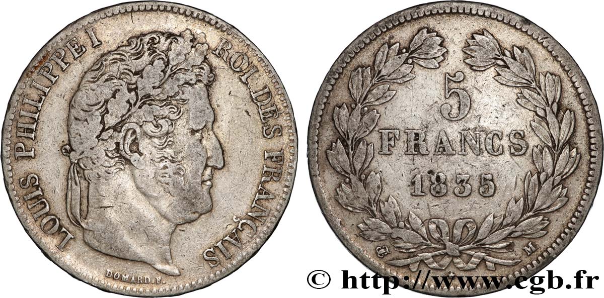 5 francs IIe type Domard 1835 Toulouse F.324/49 MB 