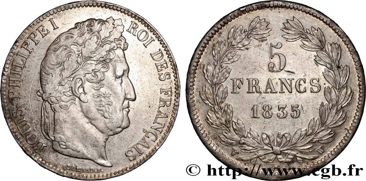 5 francs IIe type Domard 1835 Lille F.324/52 AU 