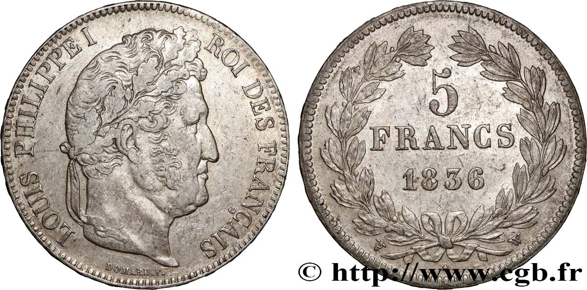 5 francs IIe type Domard 1836 Lille F.324/60 TTB 