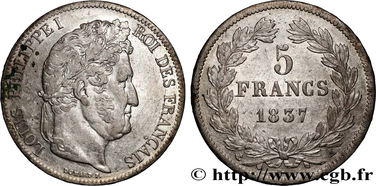 5 francs IIe type Domard 1837 Paris F.324/61 AU 