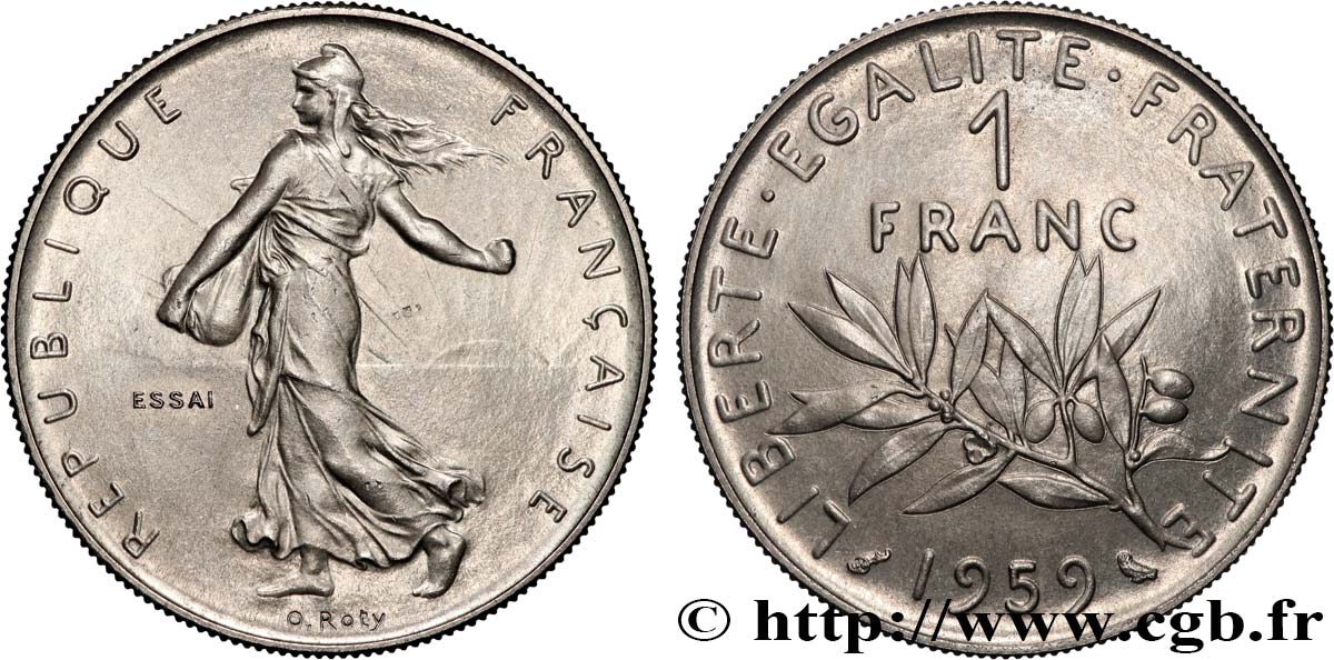 Essai de 1 franc Semeuse, nickel 1959 Paris F.226/3 SC63 