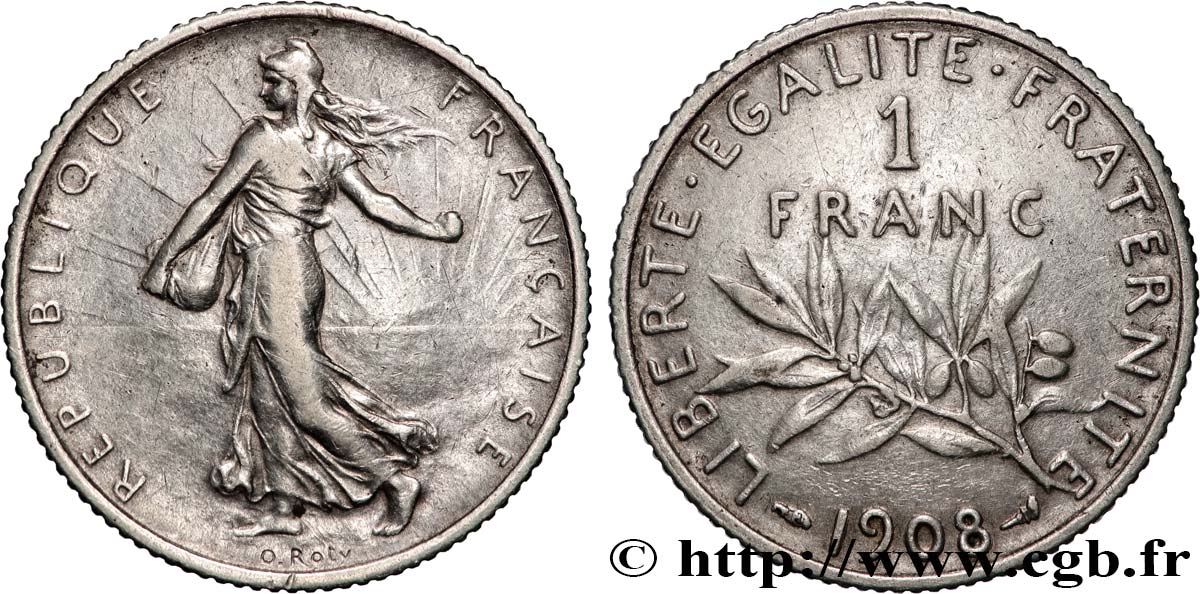 1 franc Semeuse 1908 Paris F.217/13 TTB 