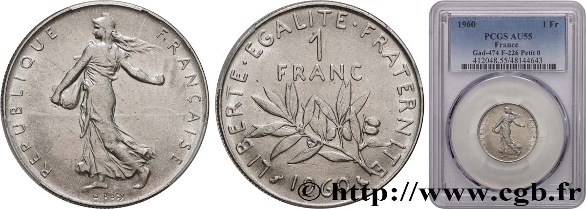 1 franc Semeuse, nickel 1960 Paris F.226/4 SUP55 PCGS