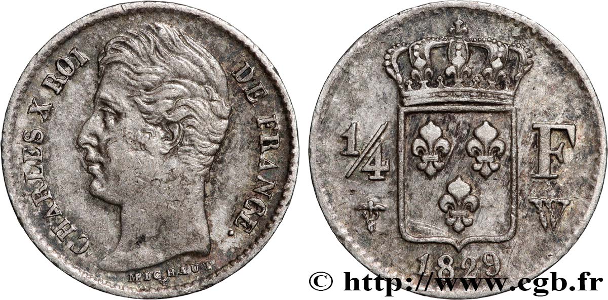 1/4 franc Charles X 1829 Lille F.164/38 SS 