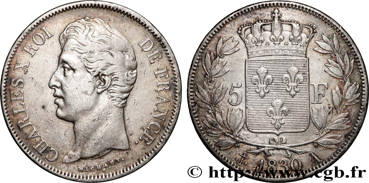 5 francs Charles X, 2e type 1830 Paris F.311/40 VF 