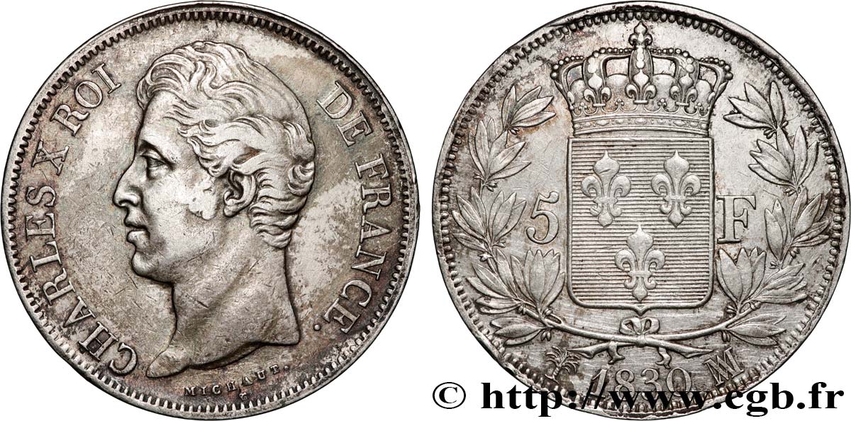 5 francs Charles X, 2e type 1830 Marseille F.311/49 MBC 