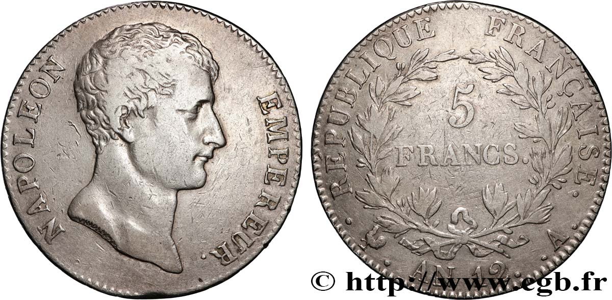 5 francs Napoléon Empereur, type intermédiaire 1804 Paris F.302/1 VF 