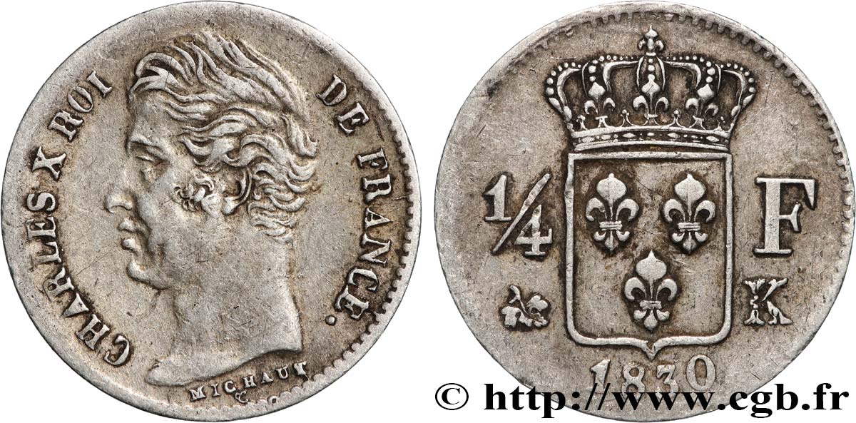 1/4 franc Charles X 1830 Bordeaux F.164/40 SS 