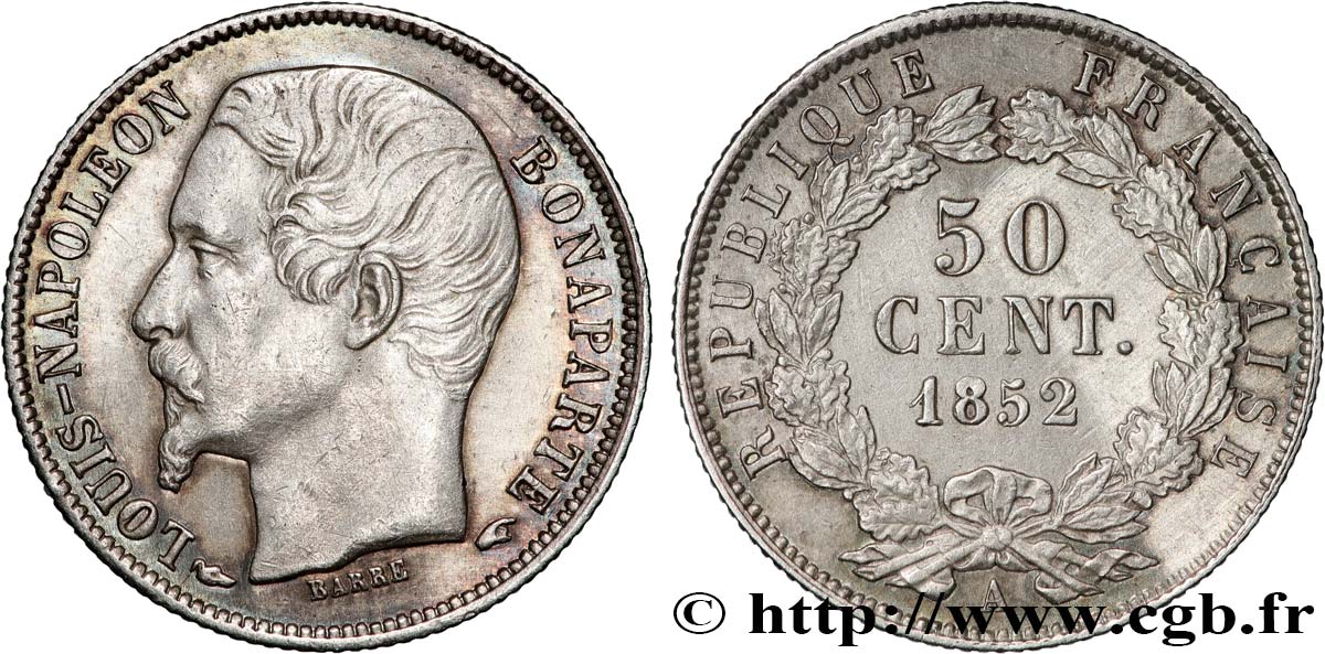 50 centimes Louis-Napoléon 1852 Paris F.185/1 AU 