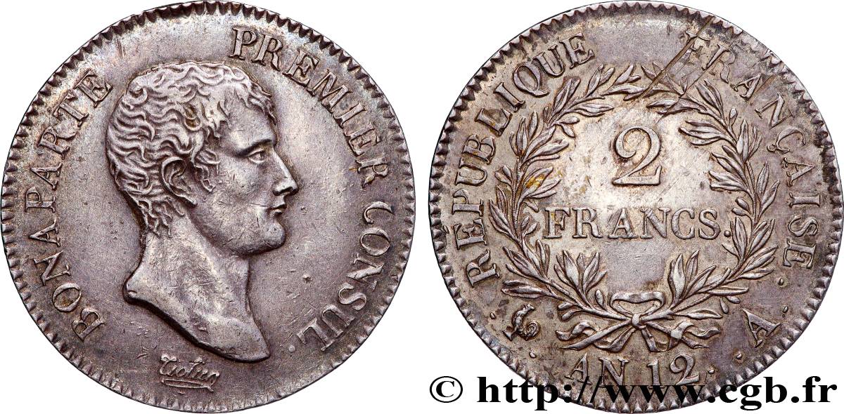 2 francs Bonaparte Premier Consul 1804 Paris F.250/1 TTB+ 