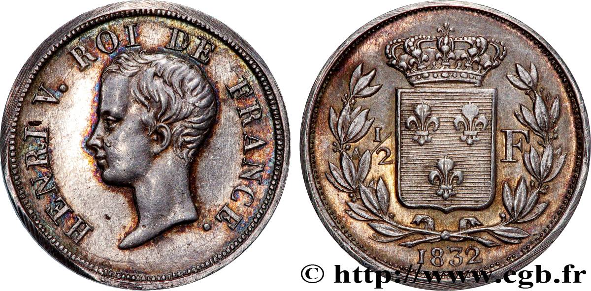 1/2 franc, buste juvénile 1832  VG.2712  VZ 