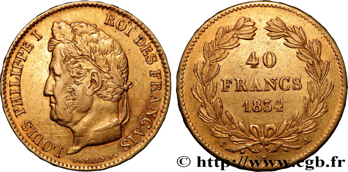 40 francs or Louis-Philippe 1834 Paris F.546/6 SS 