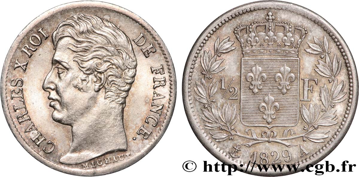 1/2 franc Charles X 1829 Paris F.180/37 VZ62 