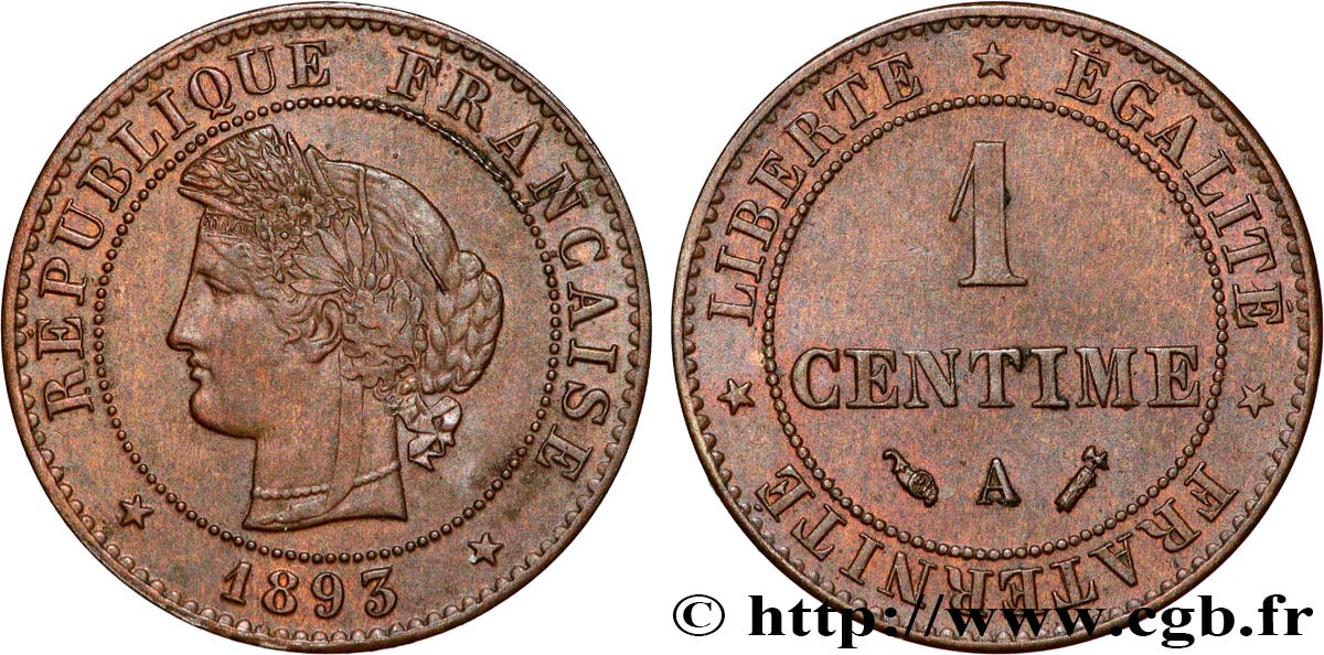 1 centime Cérès 1893 Paris F.104/20 SUP+ 