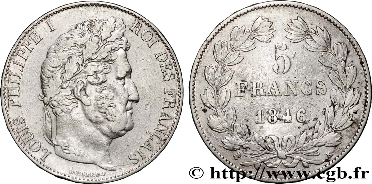 5 francs IIIe type Domard 1846 Bordeaux F.325/12 TB+ 