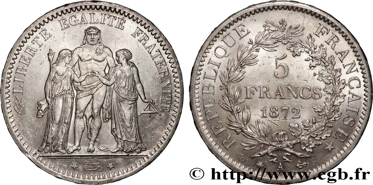 5 francs Hercule 1872 Paris F.334/6 SUP 