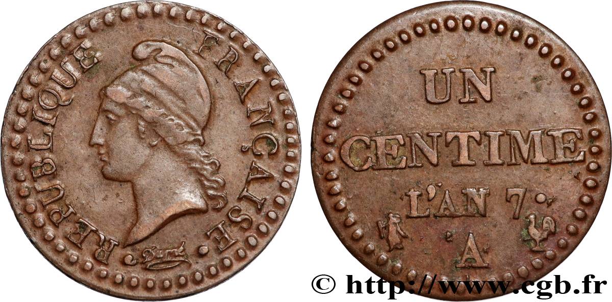 Un centime Dupré, 7 normal 1799 Paris F.100/15 SS 