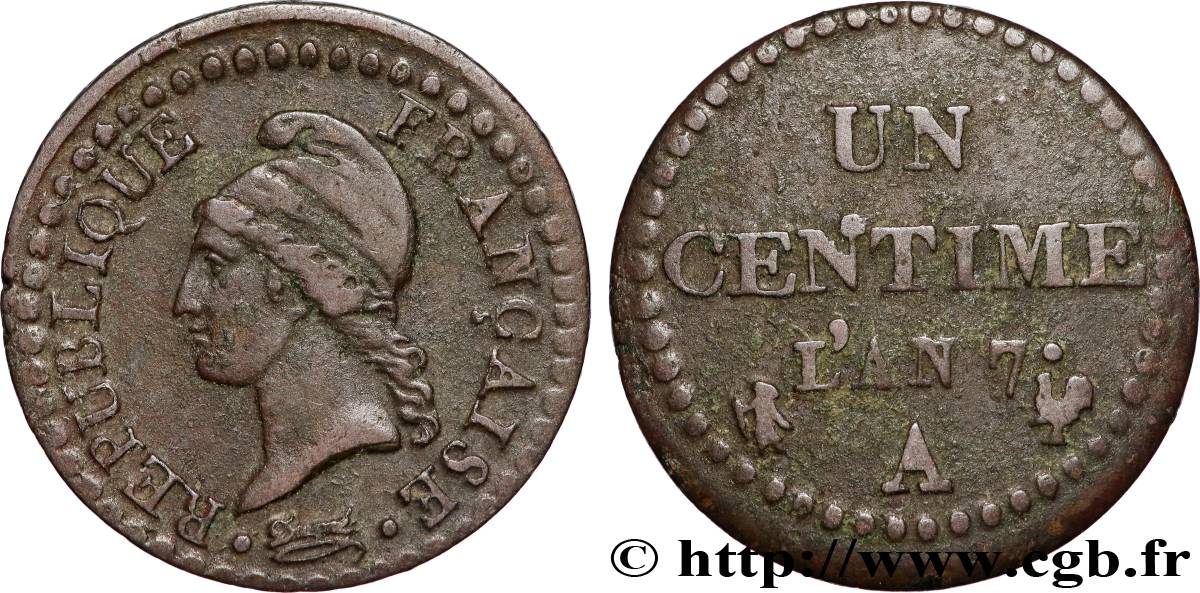 Un centime Dupré, 7 normal 1799 Paris F.100/15 XF 