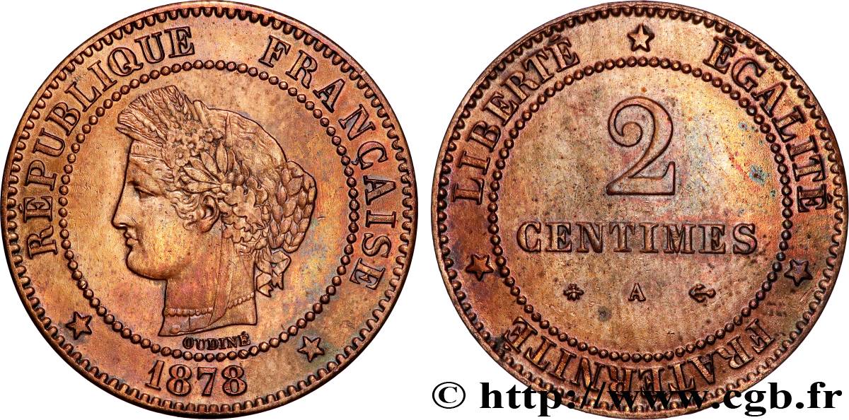 2 centimes Cérès 1878 Paris F.109/3 VZ55 