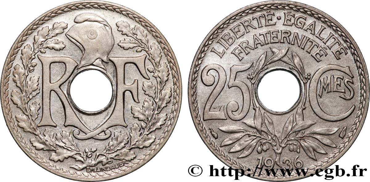 25 centimes Lindauer 1936  F.171/19 MS60 