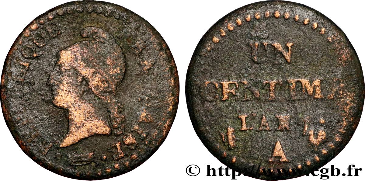 Un centime Dupré, 7 normal 1799 Paris F.100/15 F 