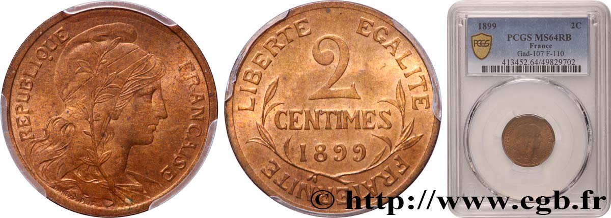 2 centimes Daniel-Dupuis 1899 Paris F.110/3 fST64 PCGS
