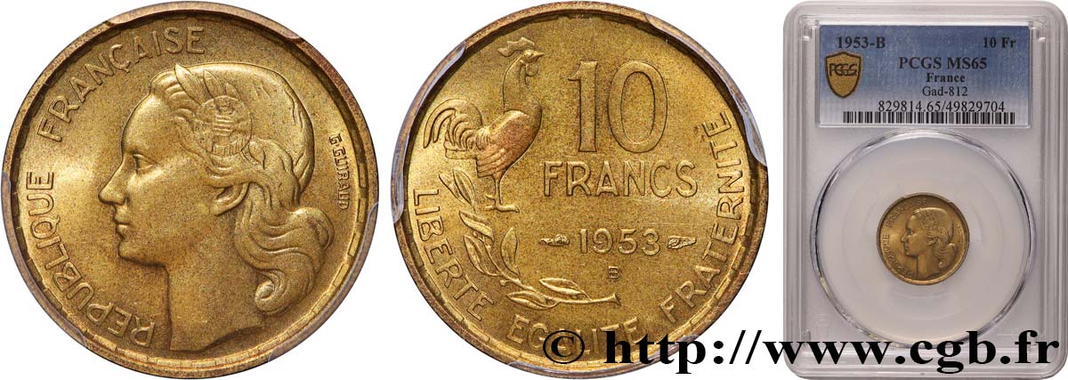 10 francs Guiraud 1953 Beaumont-Le-Roger F.363/9 MS65 PCGS