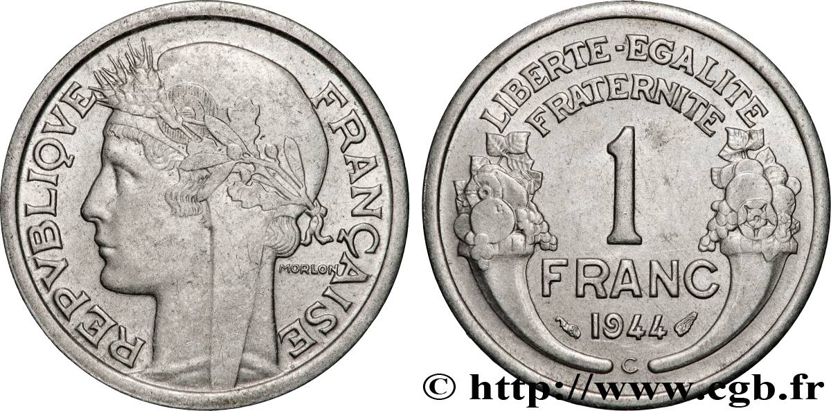 1 franc Morlon, légère 1944 Castelsarrasin F.221/4 TTB+ 