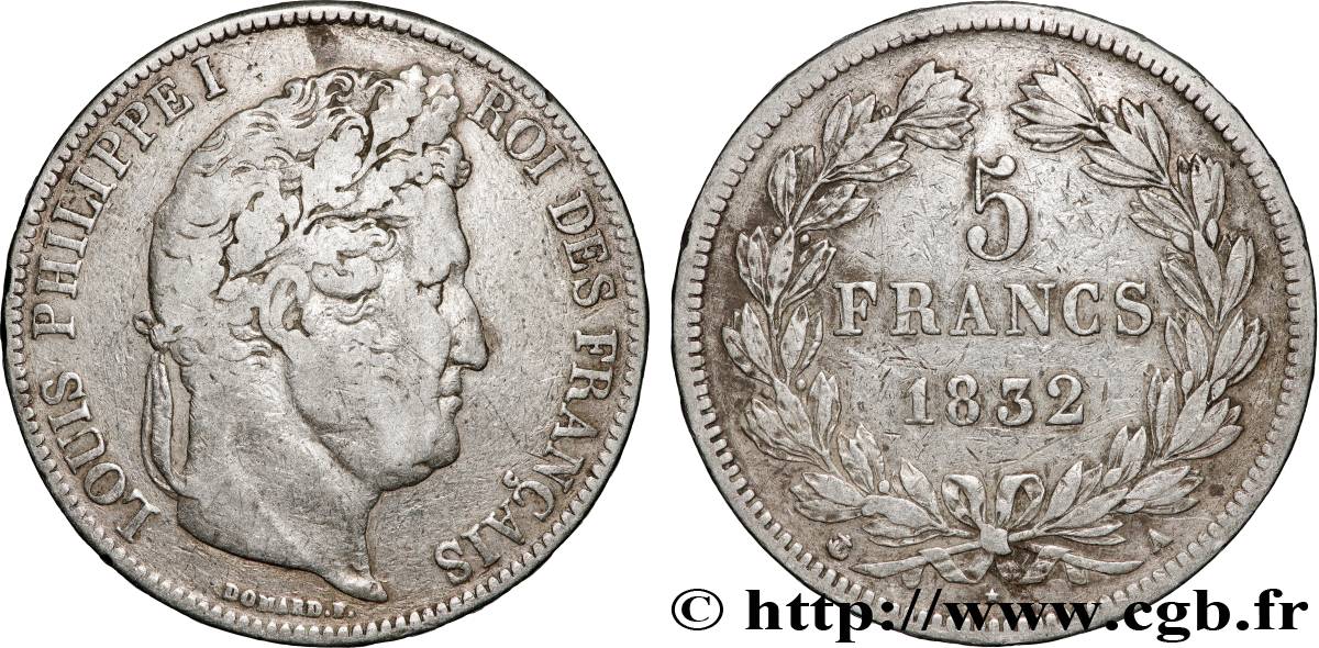 5 francs IIe type Domard 1832 Paris F.324/1 VF 