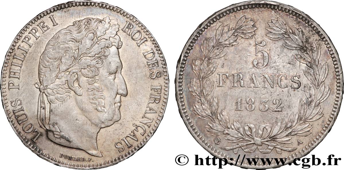 5 francs IIe type Domard 1832 Paris F.324/1 TTB+ 