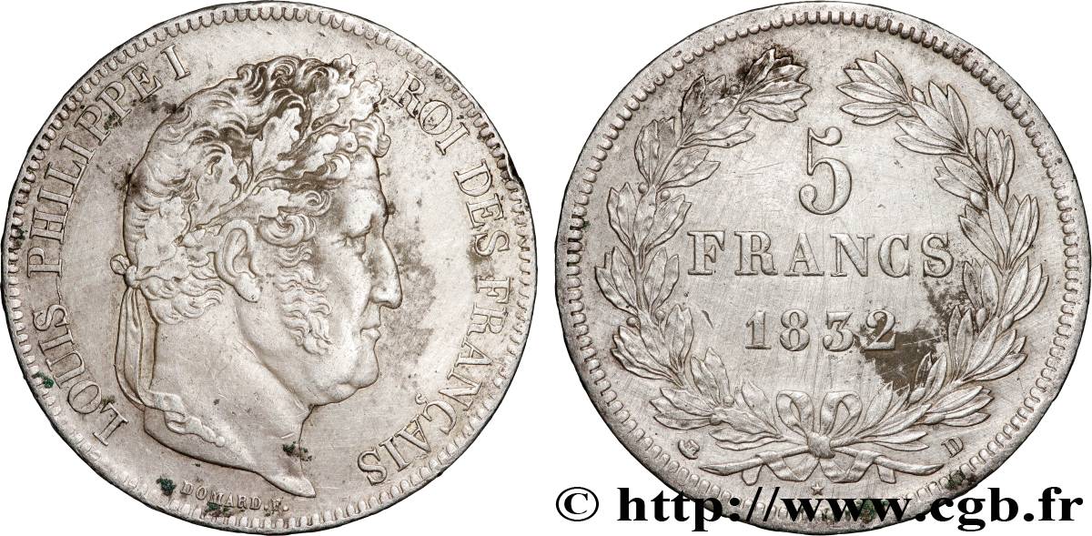 5 francs IIe type Domard 1832 Lyon F.324/4 TTB 