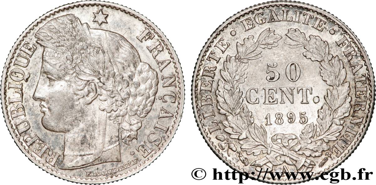 50 centimes Cérès, IIIe République 1895 Paris F.189/16 TTB+ 