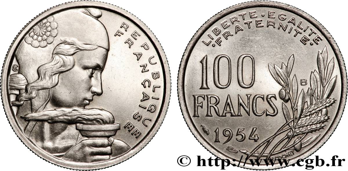 100 francs Cochet 1954 Beaumont-Le-Roger F.450/3 MS64 