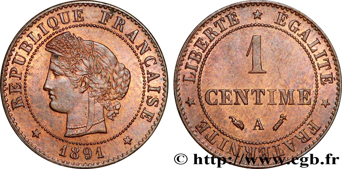 1 centime Cérès 1891 Paris F.104/18 EBC60 