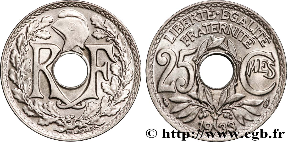 25 centimes Lindauer 1933  F.171/17 MS64 