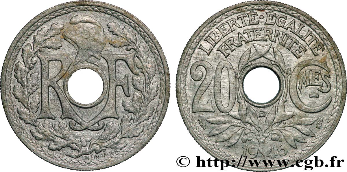 20 centimes Lindauer 1945 Beaumont-le-Roger F.155/3 SUP58 