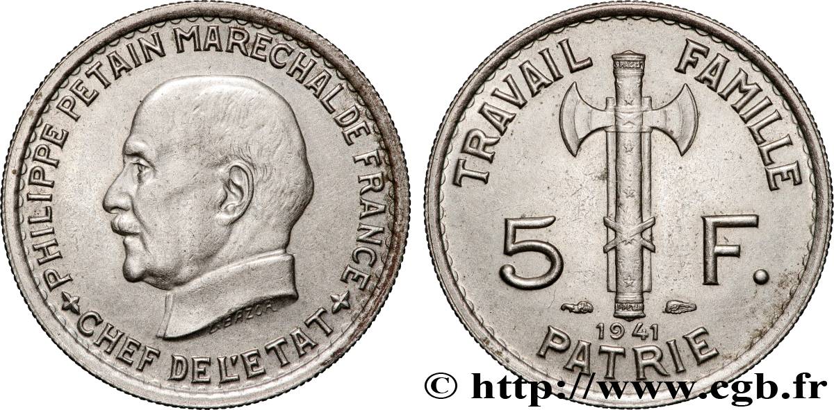 5 francs Pétain 1941  F.338/2 SUP 