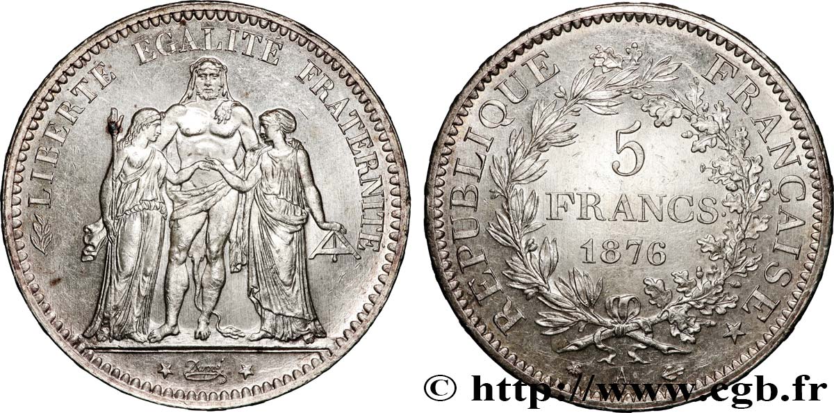 5 francs Hercule 1876 Paris F.334/17 SC63 