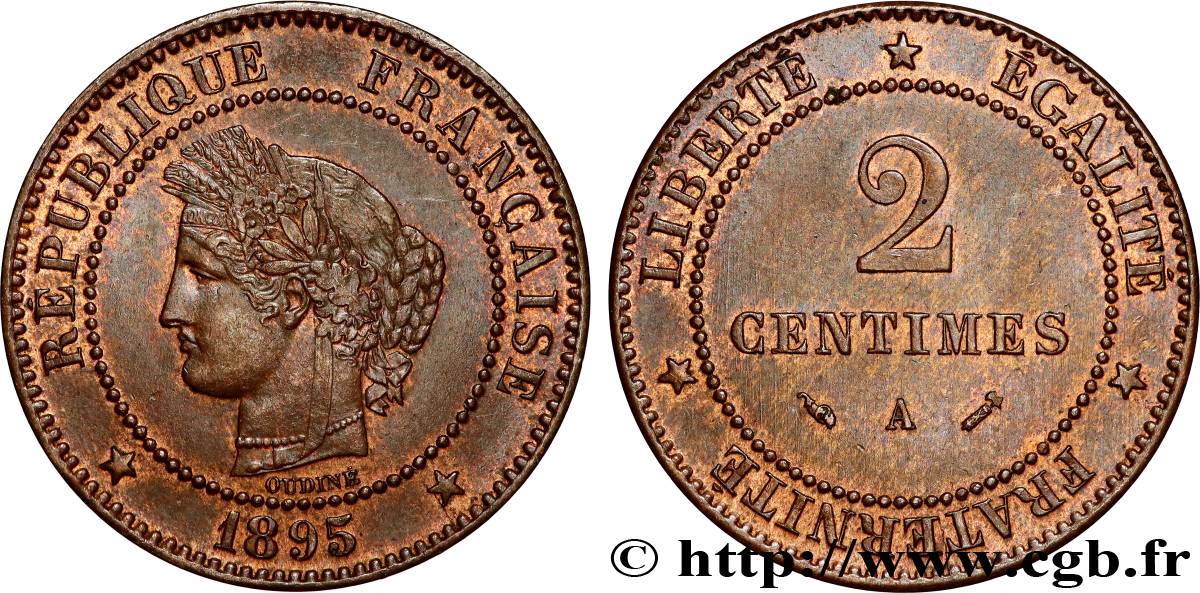 2 centimes Cérès 1895 Paris F.109/21 VZ+ 