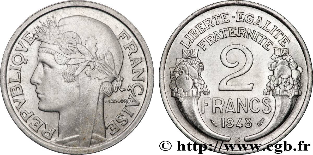 2 francs Morlon, aluminium 1948 Beaumont-Le-Roger F.269/13 VZ60 