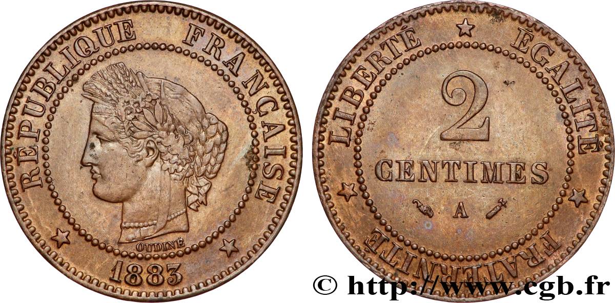 2 centimes Cérès 1883 Paris F.109/8 VZ55 