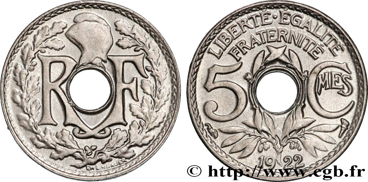 5 centimes Lindauer, petit module 1922 Paris F.122/4 SPL62 