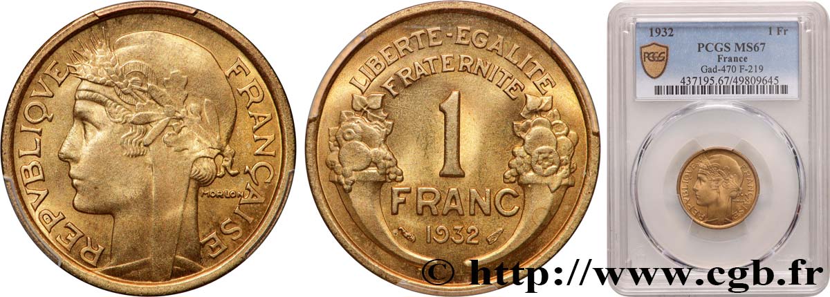 1 franc Morlon 1932 Paris F.219/3 FDC67 PCGS