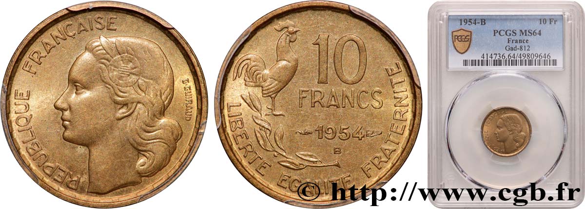 10 francs Guiraud 1954 Beaumont-Le-Roger F.363/11 SC64 PCGS