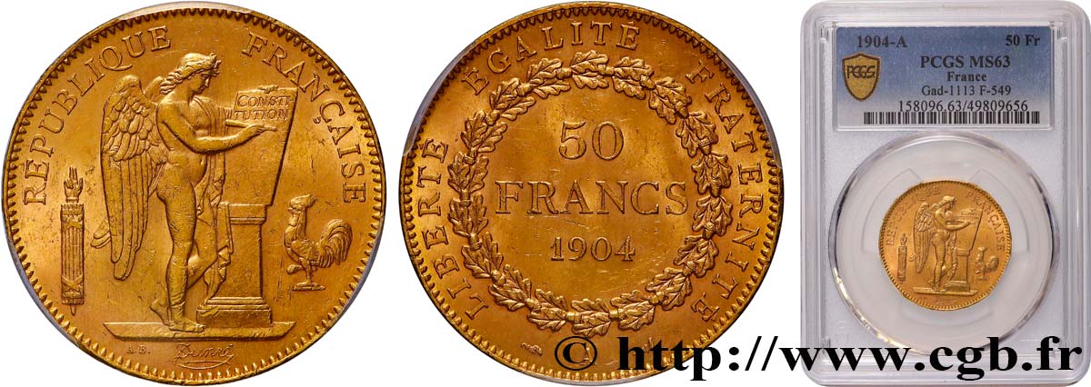 50 francs or Génie 1904 Paris F.549/6 SPL63 PCGS