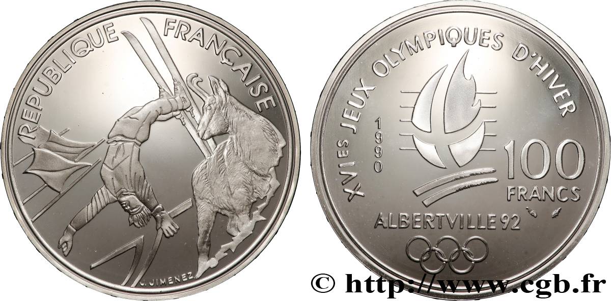 Belle Épreuve 100 francs - Ski acrobatique / Chamois 1990 Paris F5.1610 1 MS 