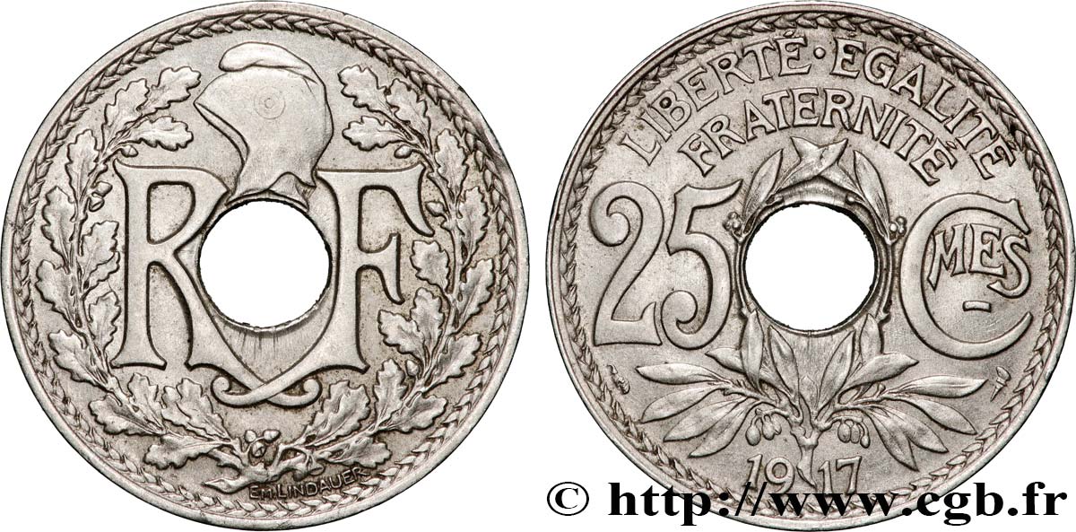 25 centimes Lindauer, Cmes souligné 1917  F.170/5 XF 