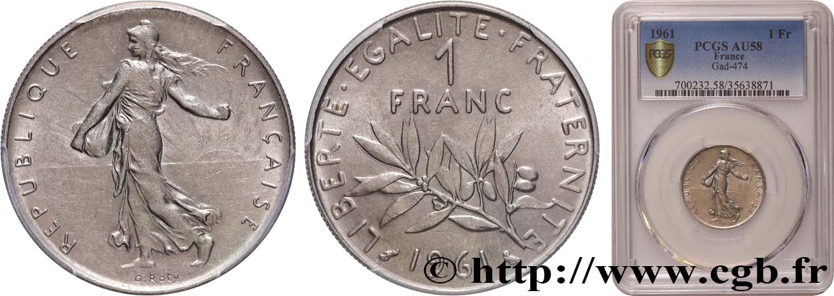 1 franc Semeuse, nickel 1961 Paris F.226/6 SUP58 PCGS