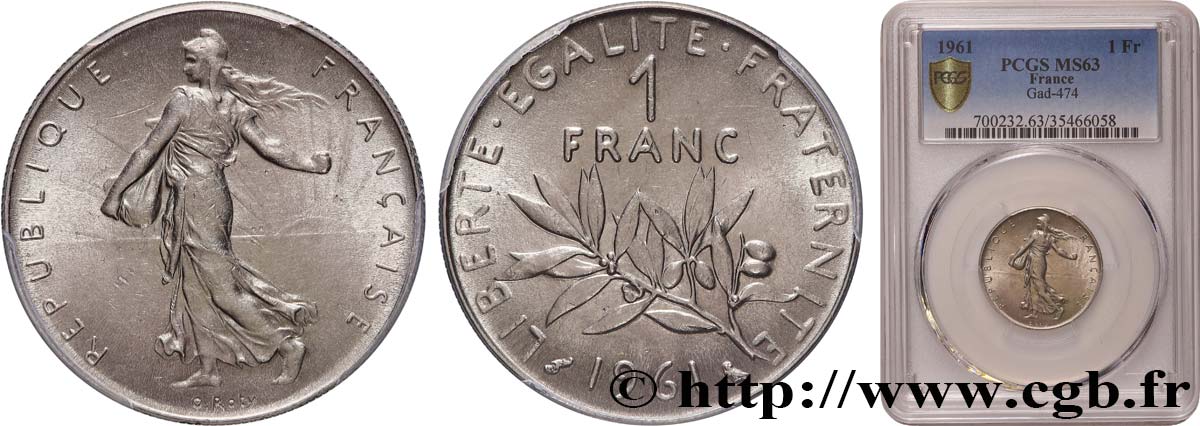 1 franc Semeuse, nickel 1961 Paris F.226/6 SPL63 PCGS